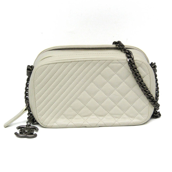 CHANEL Cream Leather Shoulder Bag - Picture 1 of 14
